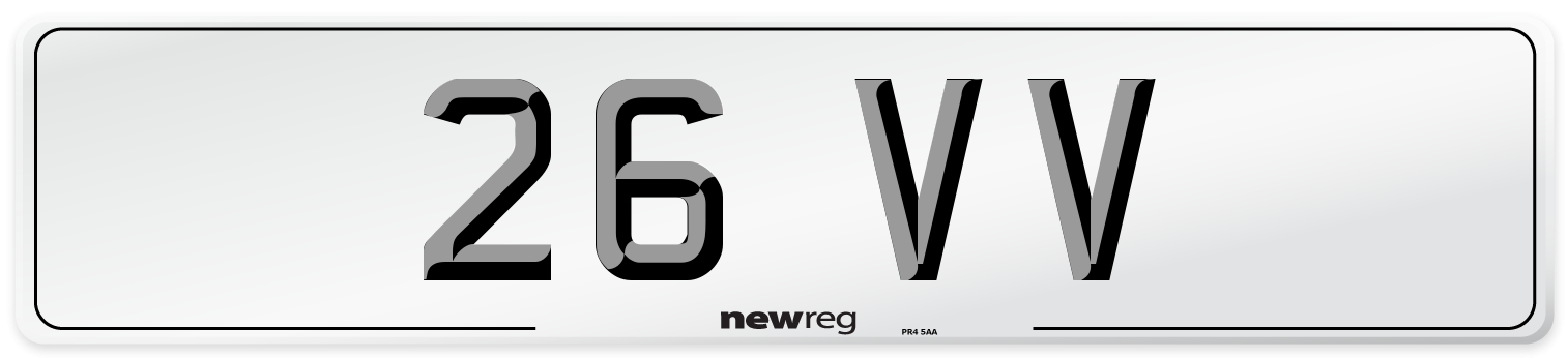 26 VV Front Number Plate