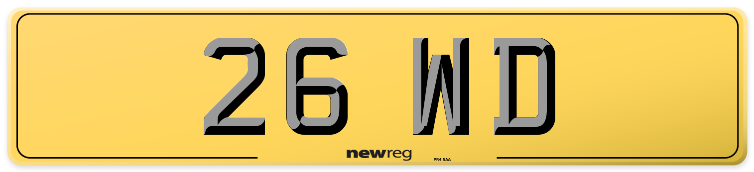 26 WD Rear Number Plate