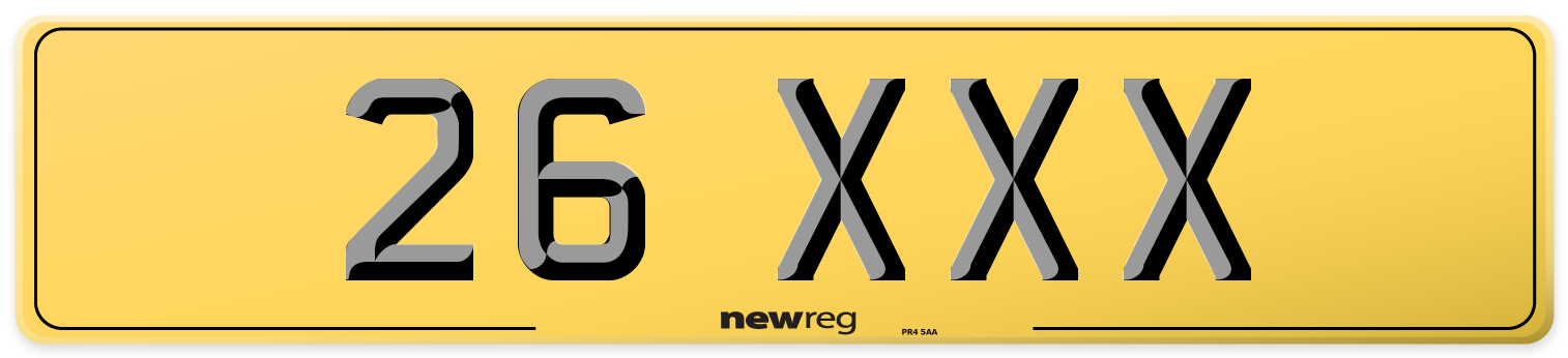 26 XXX Rear Number Plate