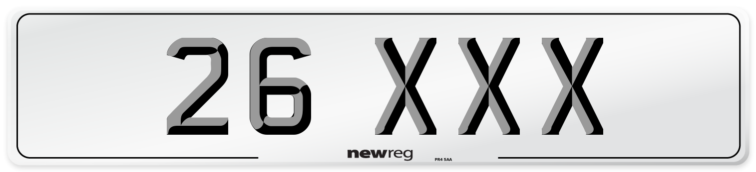 26 XXX Front Number Plate