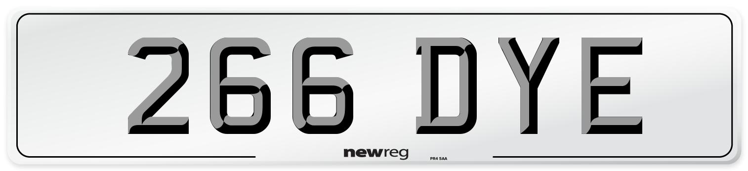 266 DYE Front Number Plate