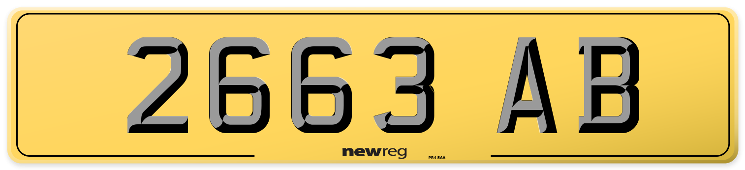 2663 AB Rear Number Plate