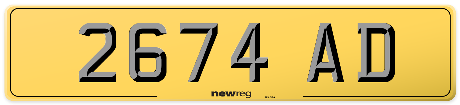 2674 AD Rear Number Plate