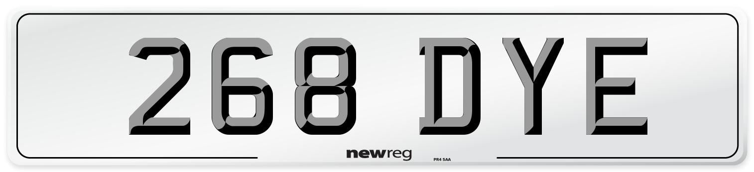 268 DYE Front Number Plate