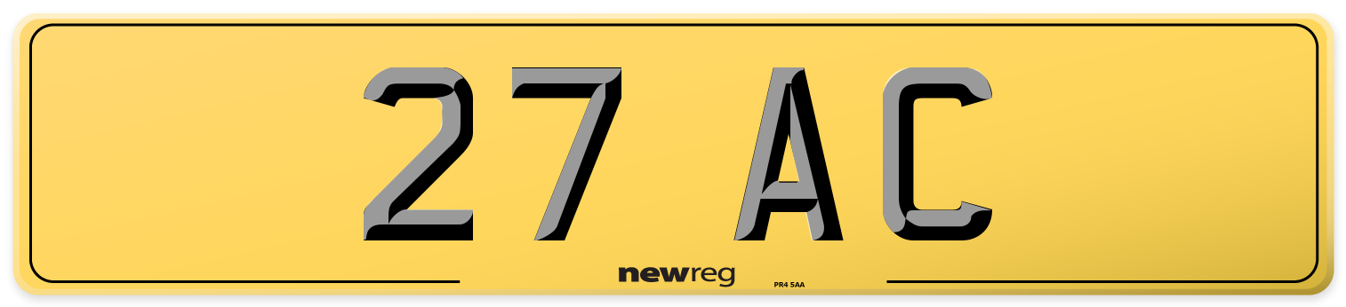 27 AC Rear Number Plate