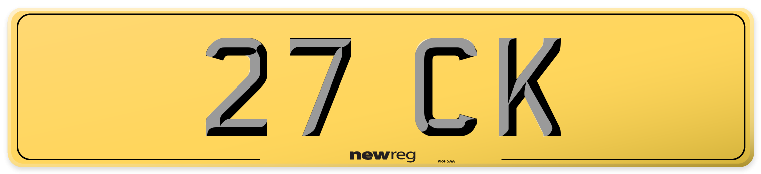 27 CK Rear Number Plate