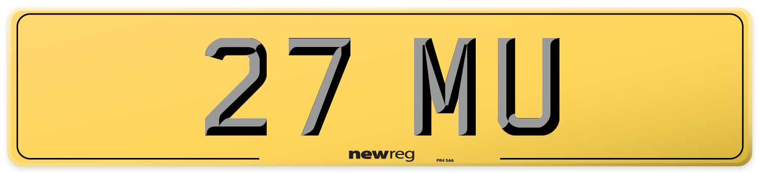 27 MU Rear Number Plate