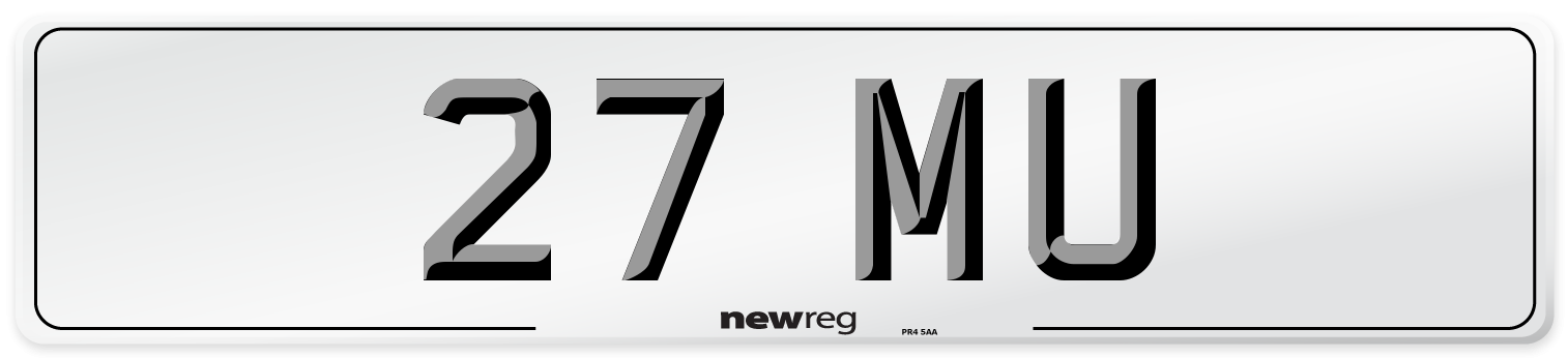 27 MU Front Number Plate