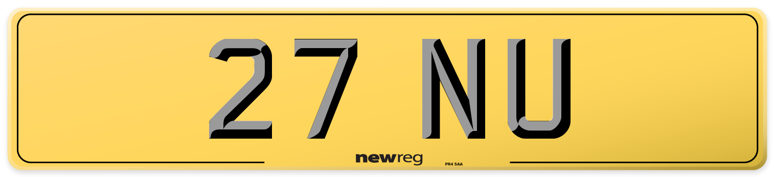 27 NU Rear Number Plate