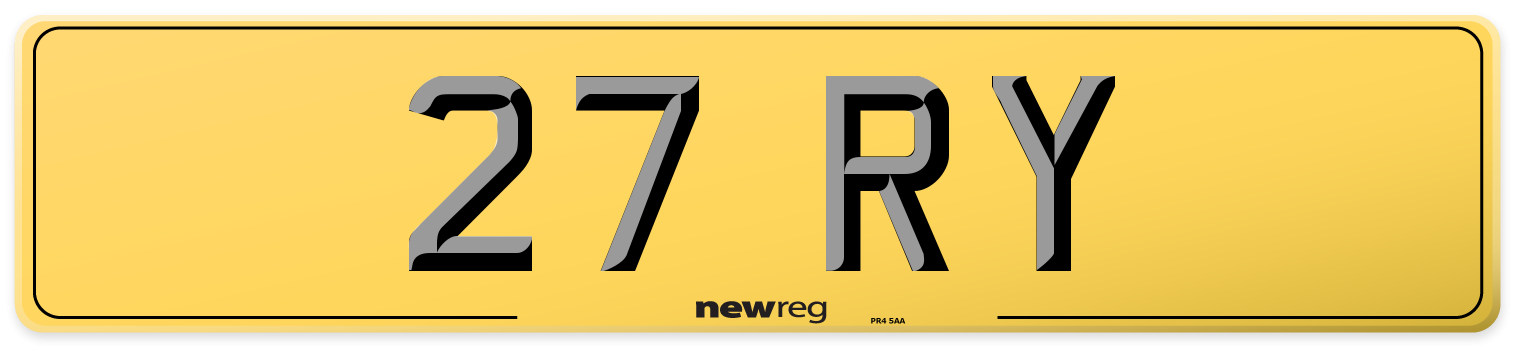 27 RY Rear Number Plate