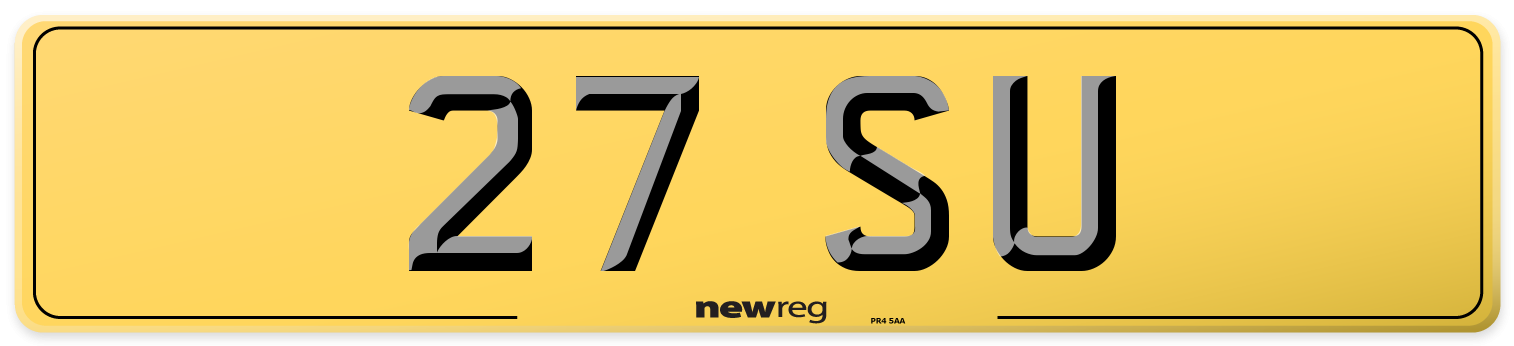 27 SU Rear Number Plate