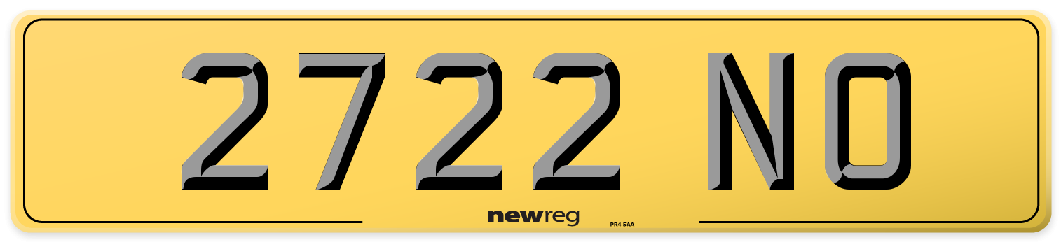 2722 NO Rear Number Plate