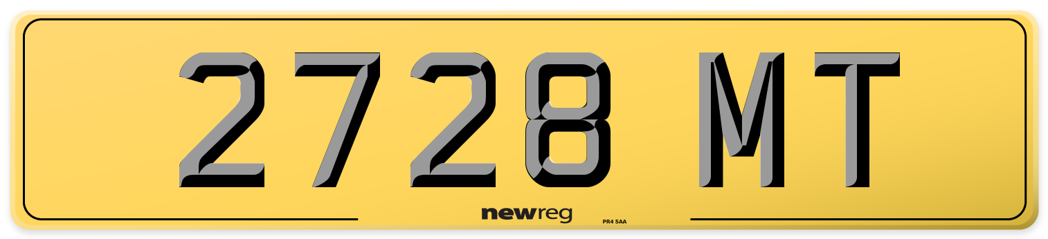 2728 MT Rear Number Plate
