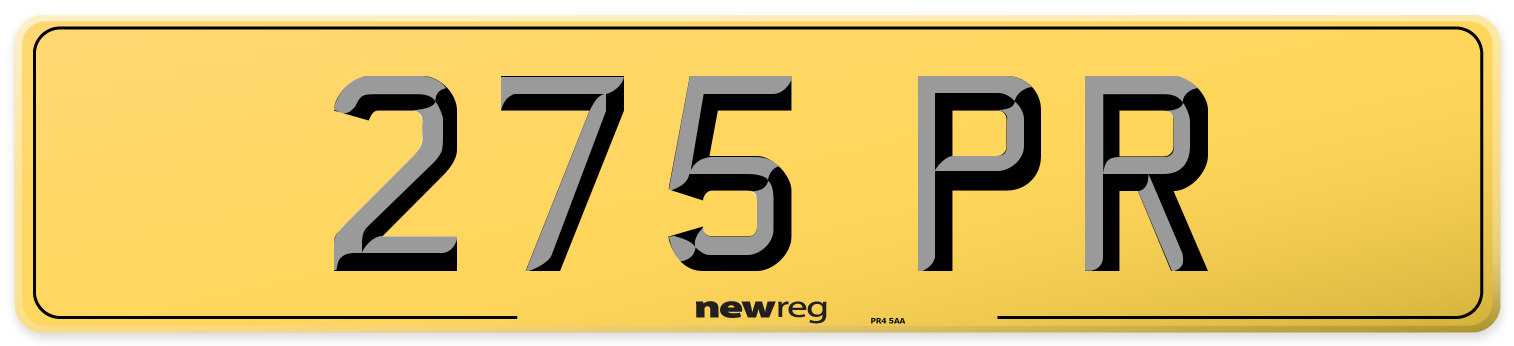 275 PR Rear Number Plate