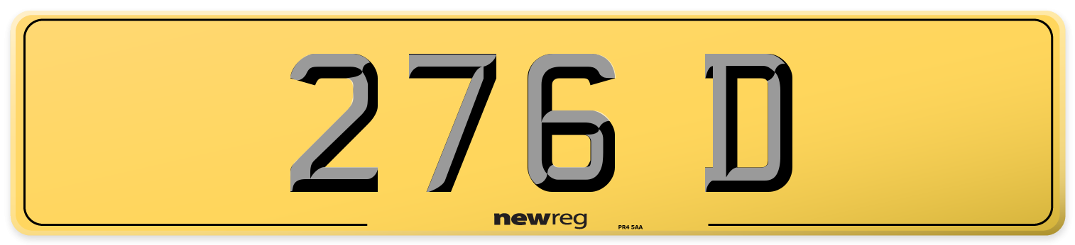 276 D Rear Number Plate