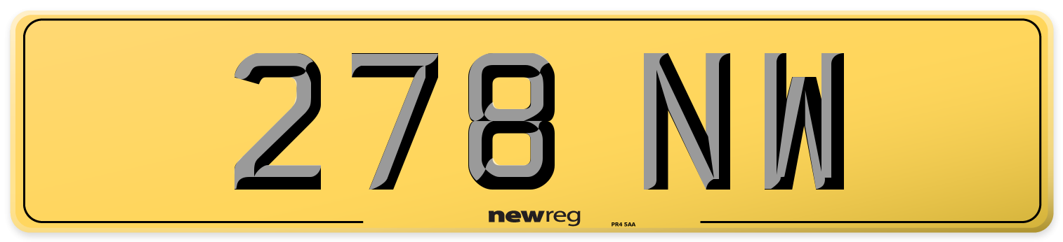 278 NW Rear Number Plate