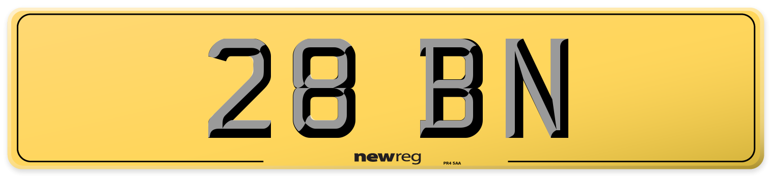 28 BN Rear Number Plate
