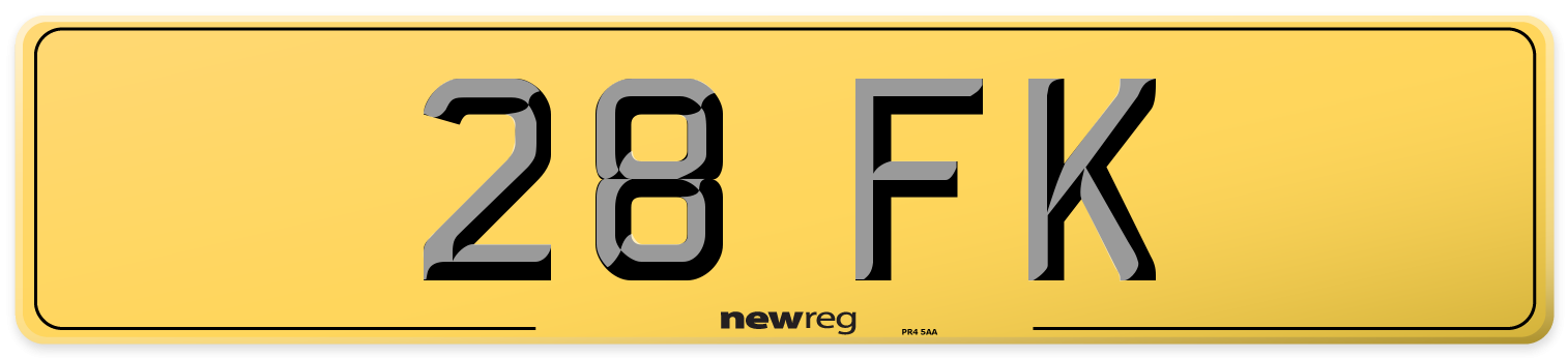 28 FK Rear Number Plate
