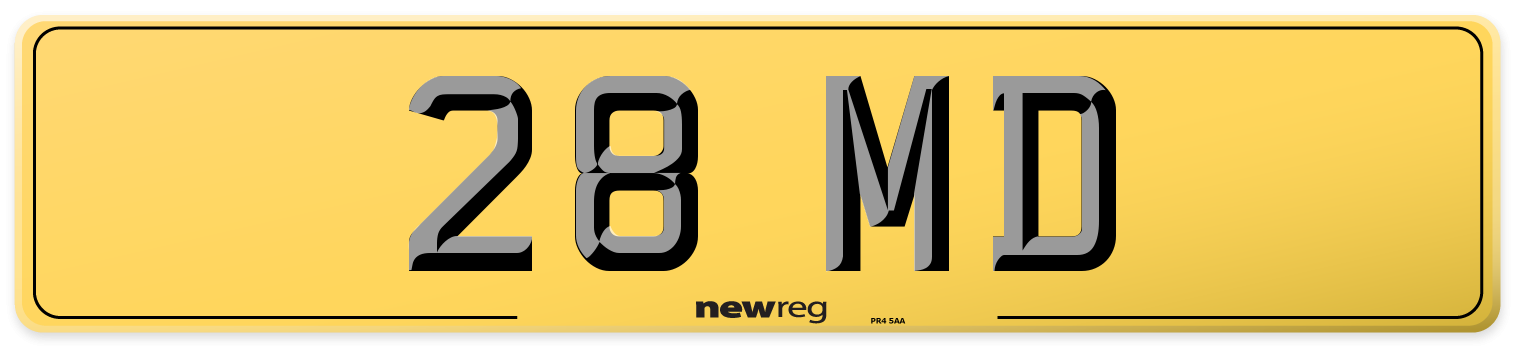 28 MD Rear Number Plate