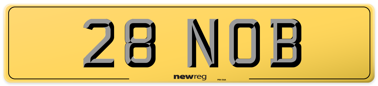 28 NOB Rear Number Plate