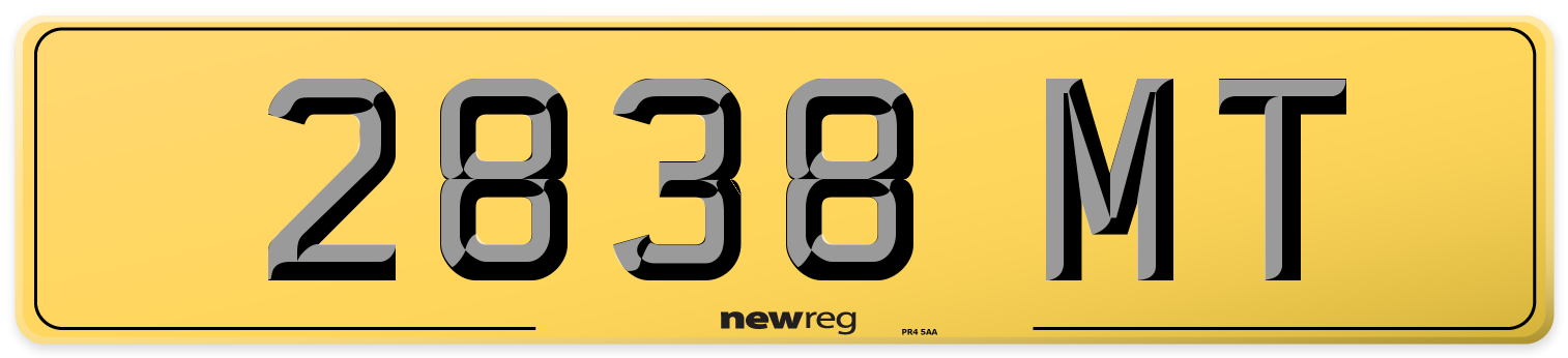 2838 MT Rear Number Plate