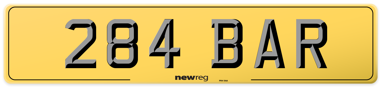 284 BAR Rear Number Plate