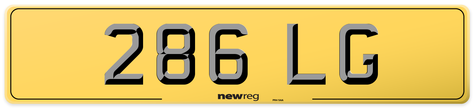286 LG Rear Number Plate