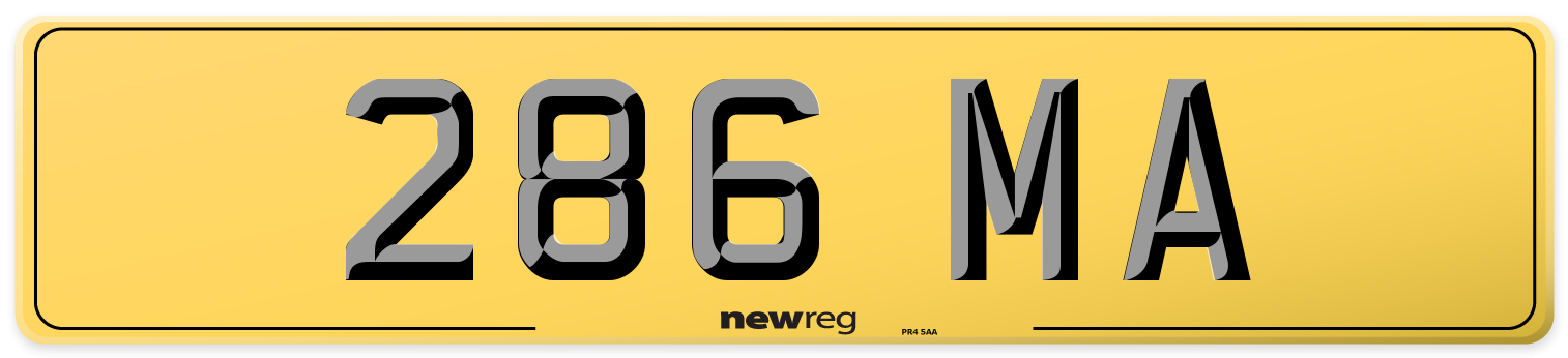 286 MA Rear Number Plate
