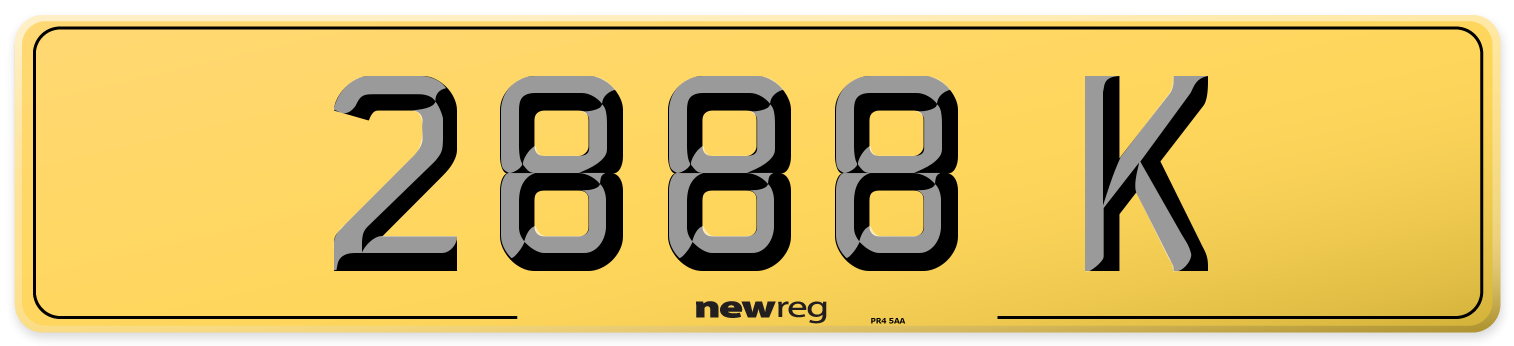 2888 K Rear Number Plate