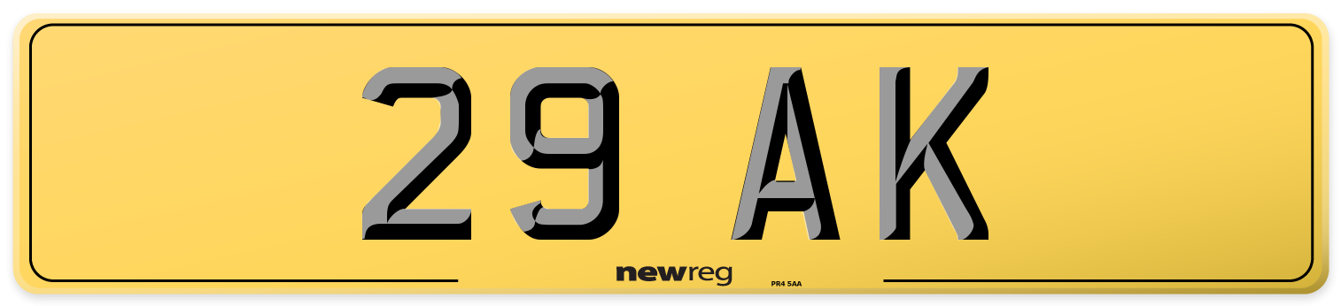 29 AK Rear Number Plate