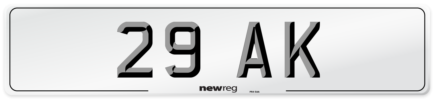 29 AK Front Number Plate