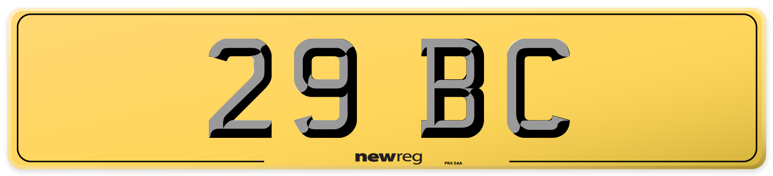 29 BC Rear Number Plate