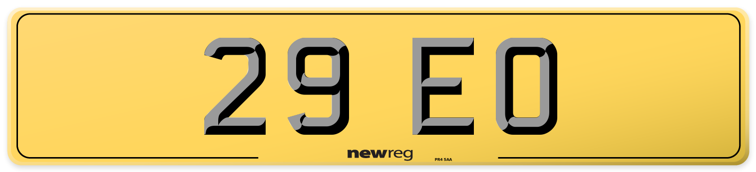 29 EO Rear Number Plate