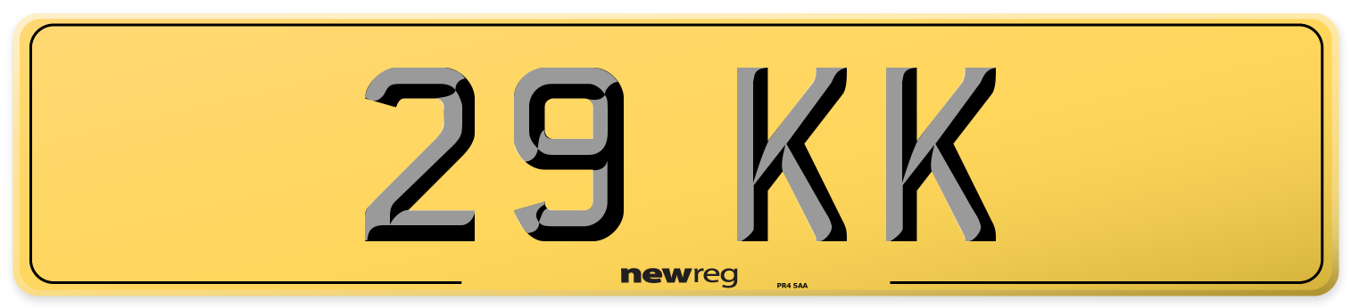 29 KK Rear Number Plate