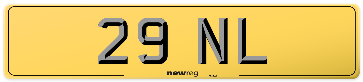 29 NL Rear Number Plate