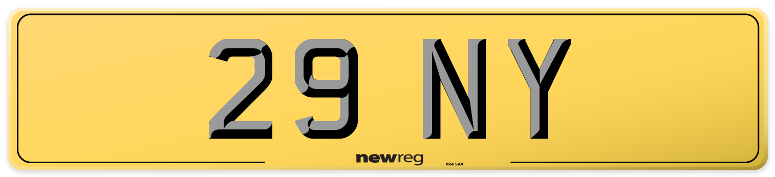 29 NY Rear Number Plate