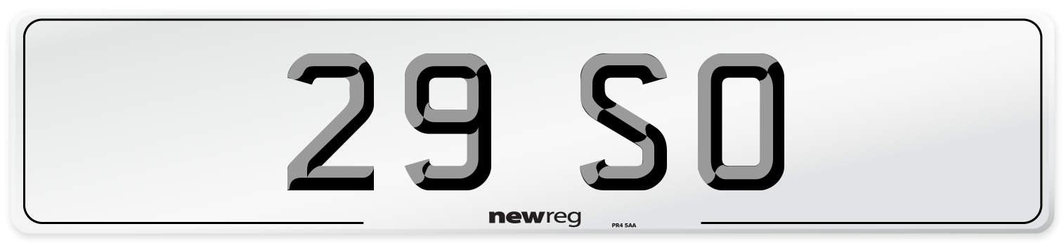 29 SO Front Number Plate
