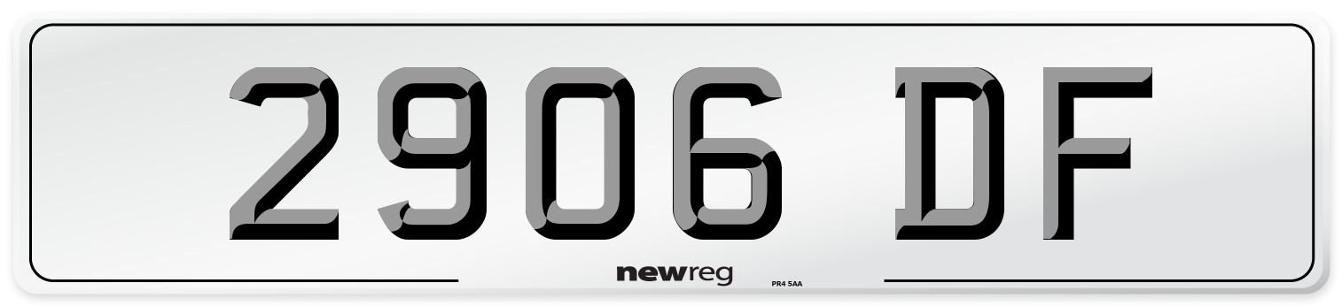 2906 DF Front Number Plate