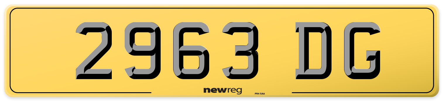 2963 DG Rear Number Plate