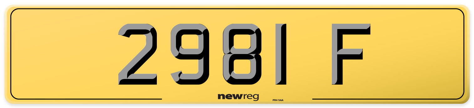 2981 F Rear Number Plate