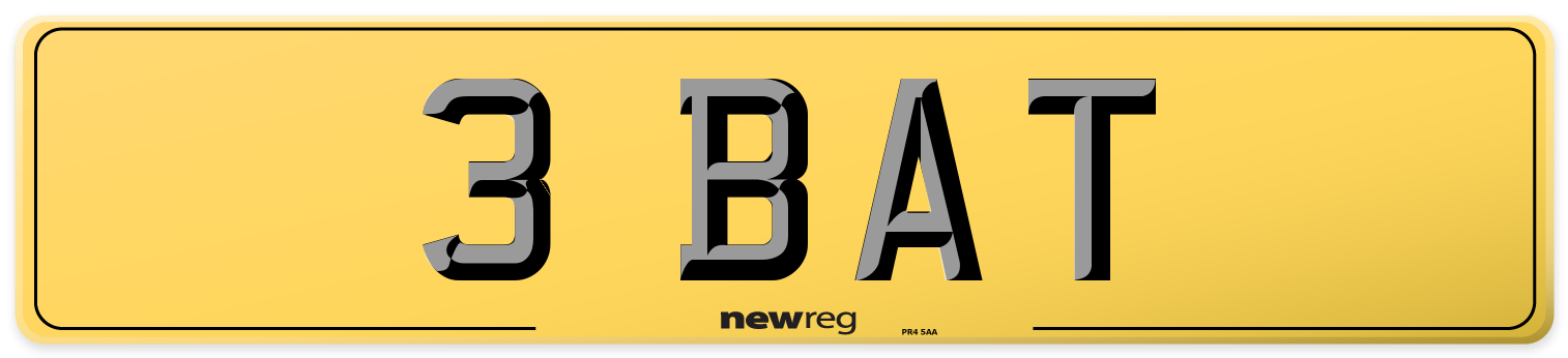 3 BAT Rear Number Plate