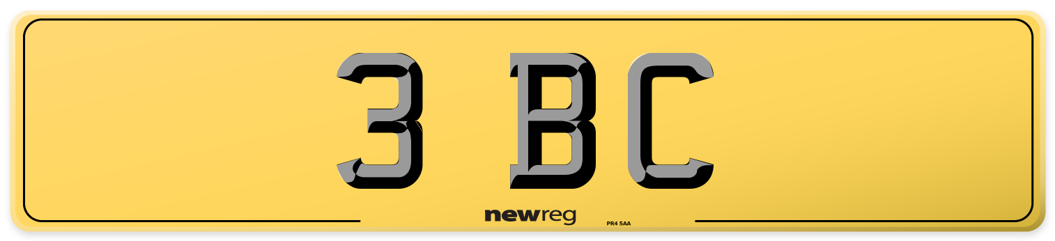 3 BC Rear Number Plate
