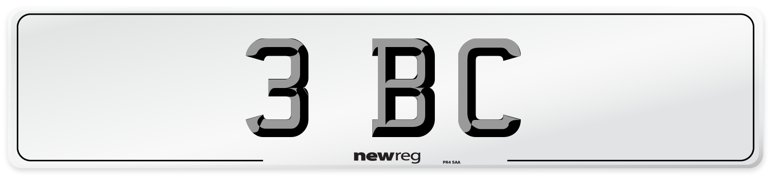 3 BC Front Number Plate