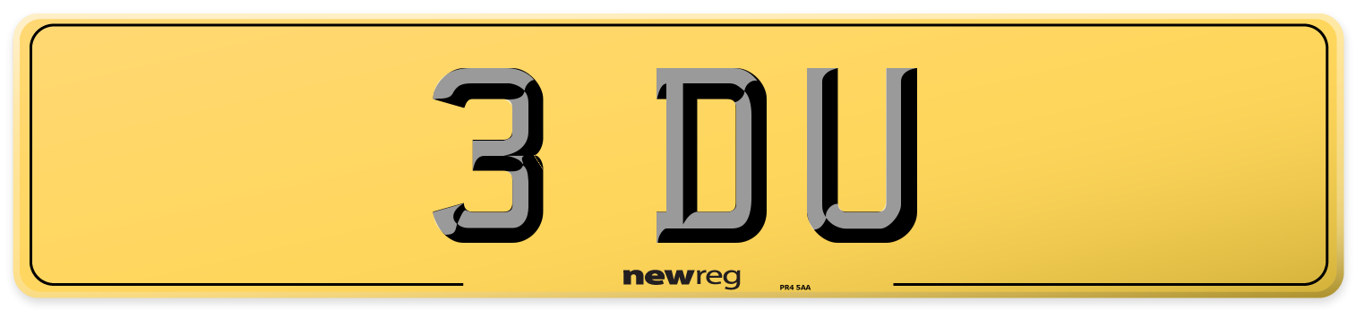 3 DU Rear Number Plate
