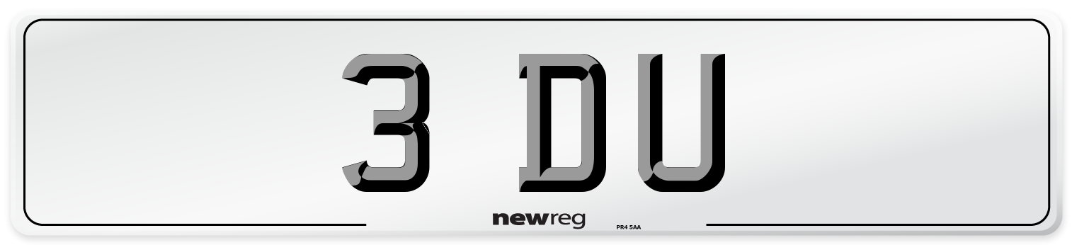 3 DU Front Number Plate