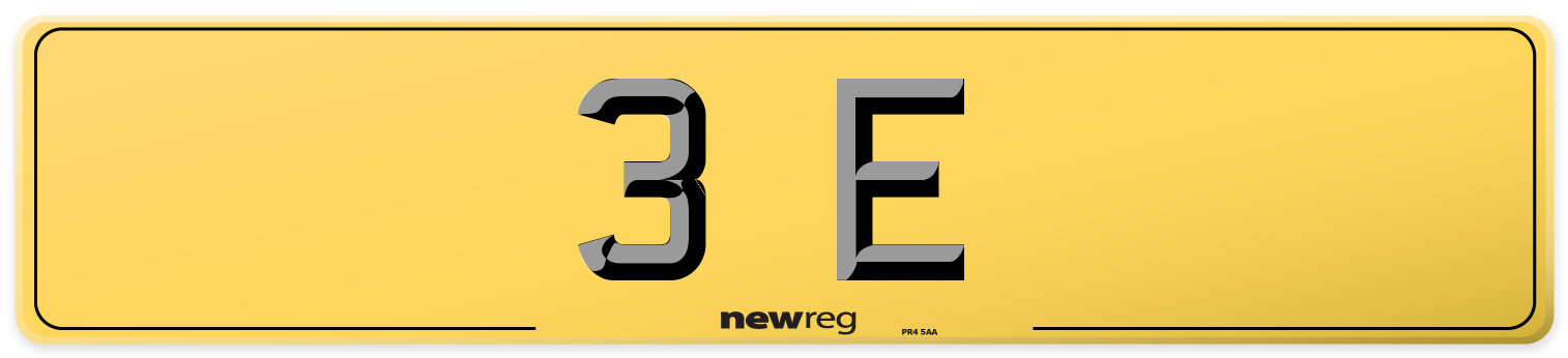 3 E Rear Number Plate