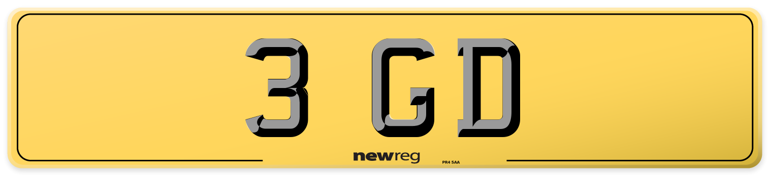 3 GD Rear Number Plate