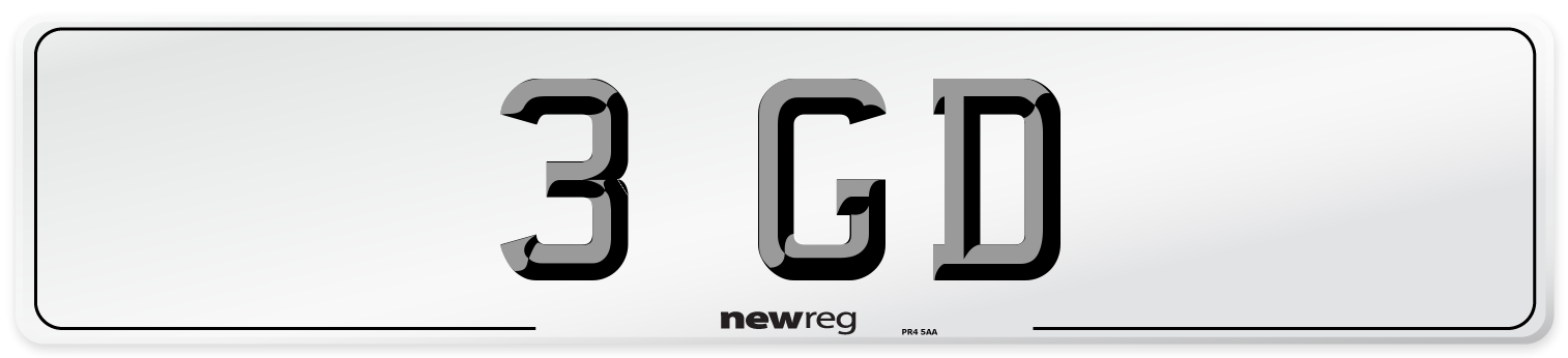 3 GD Front Number Plate