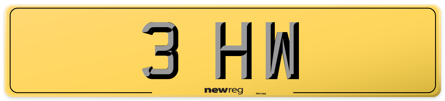 3 HW Rear Number Plate