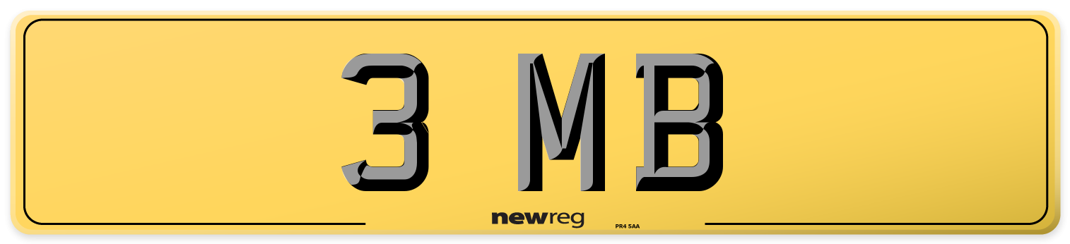 3 MB Rear Number Plate